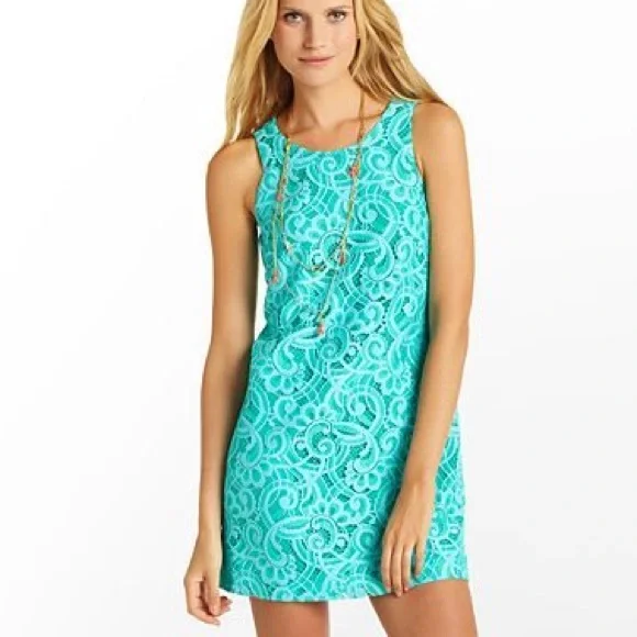 Lilly Pulitzer | Dresses | Lilly Pulitzer Courtin Lagoon Green About Face  Lace Shift Dress | Poshmark